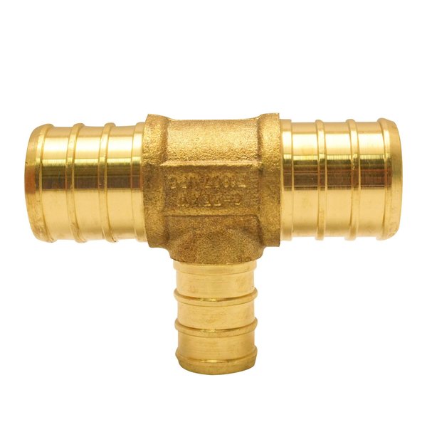 Apollo Pex 3/4 in. x 3/4 in. x 1/2 in. Brass PEX Barb Reducing Tee APXT343412